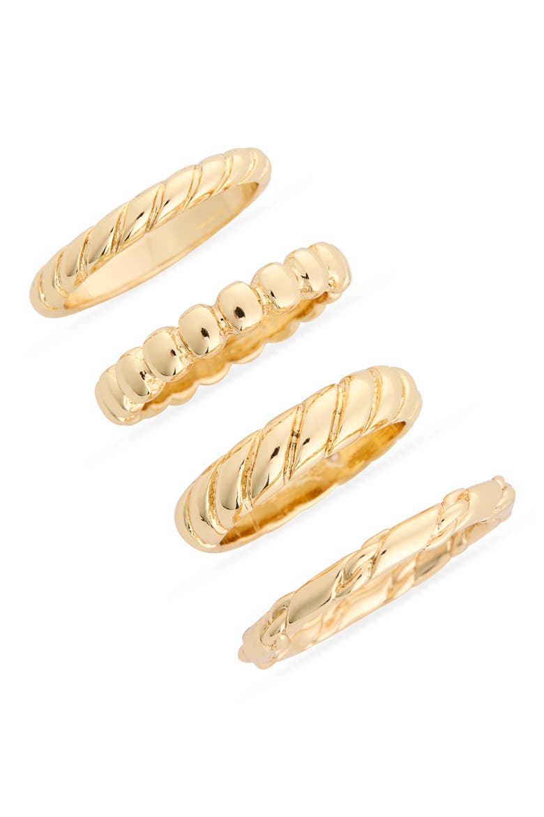 Set of 4 Twisted Band Stackable Rings, Main, color, GOLD