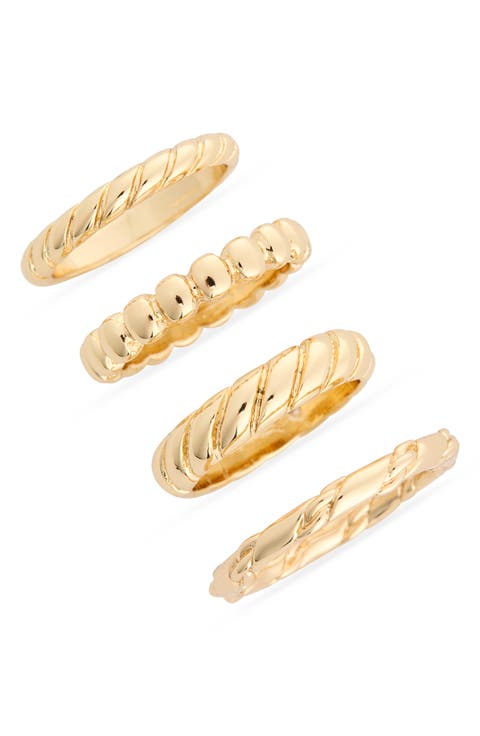Set of 4 Twisted Band Stackable Rings