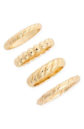 Nordstrom Rack Set Of 4 Twisted Band Stackable Rings In Gold
