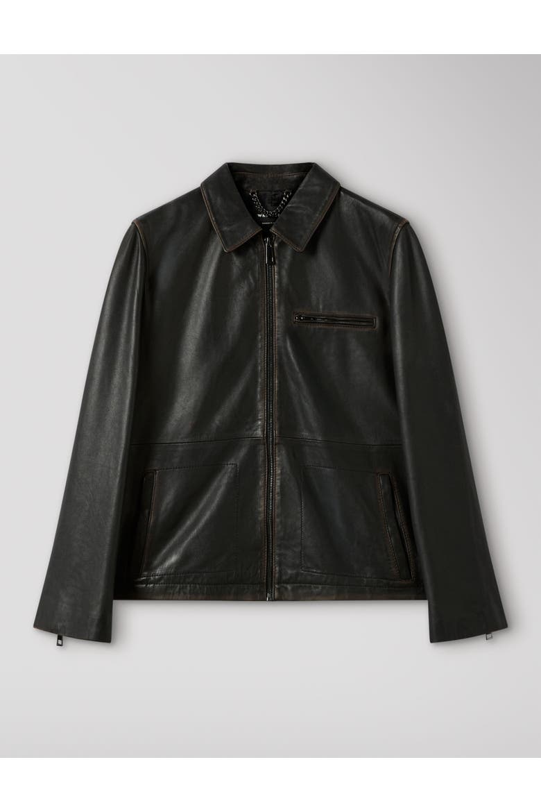 Kate Burnished Leather Jacket, Alternate, color, Brown