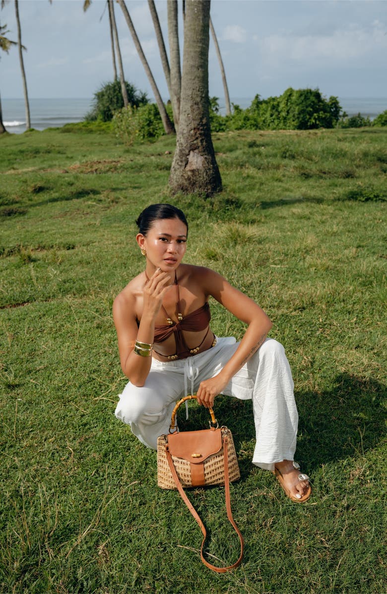 Jelavu Jackie Rattan Handbag, Alternate, color, Tan