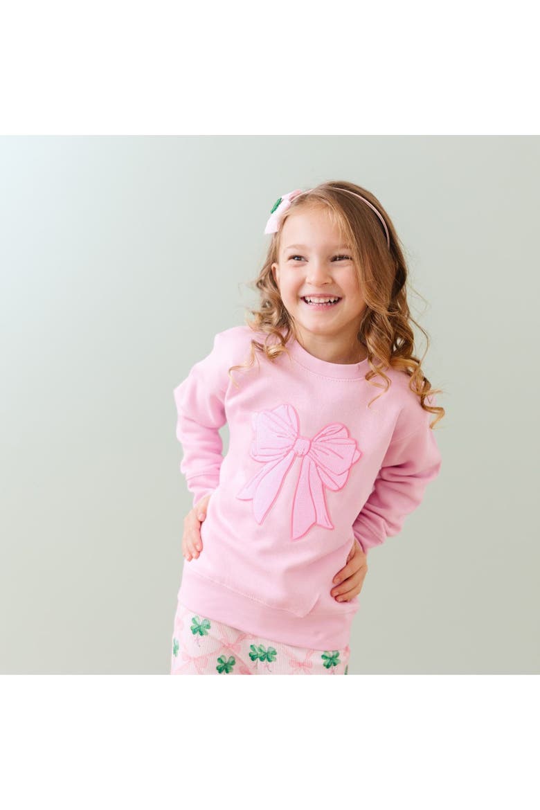 Pink Bow Sequin Patch Sweatshirt, Alternate, color, Pink