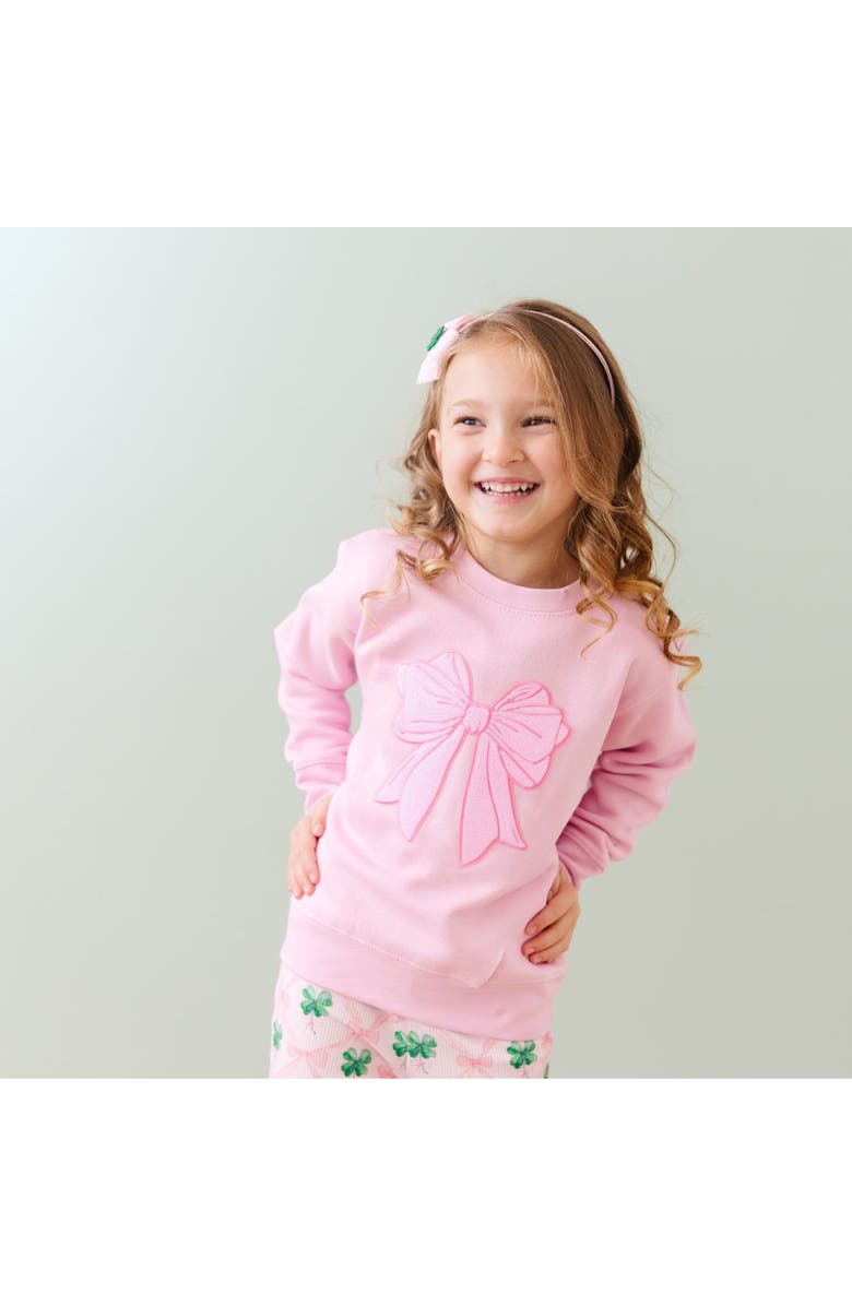 Sweet Wink Pink Bow Sequin Patch Sweatshirt, Alternate, color, Pink