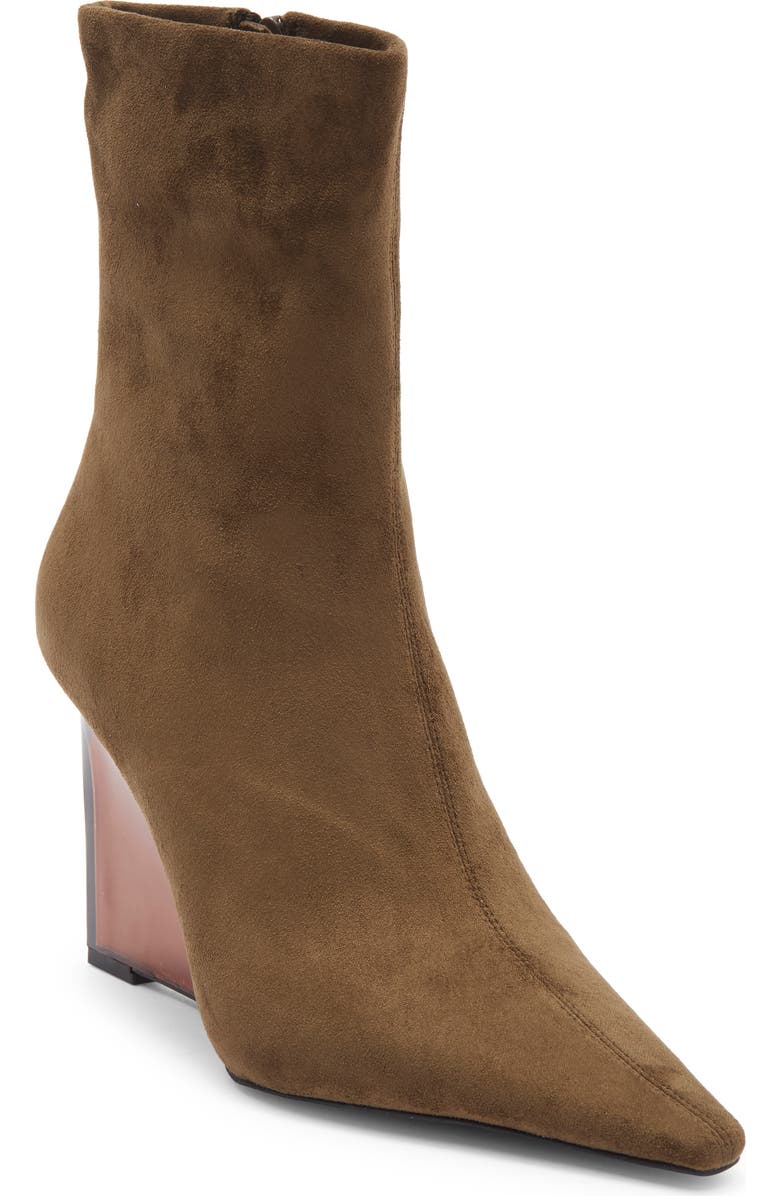 Jeffrey Campbell Beth Ann Wedge Bootie, Main, color, Khaki Suede Combo