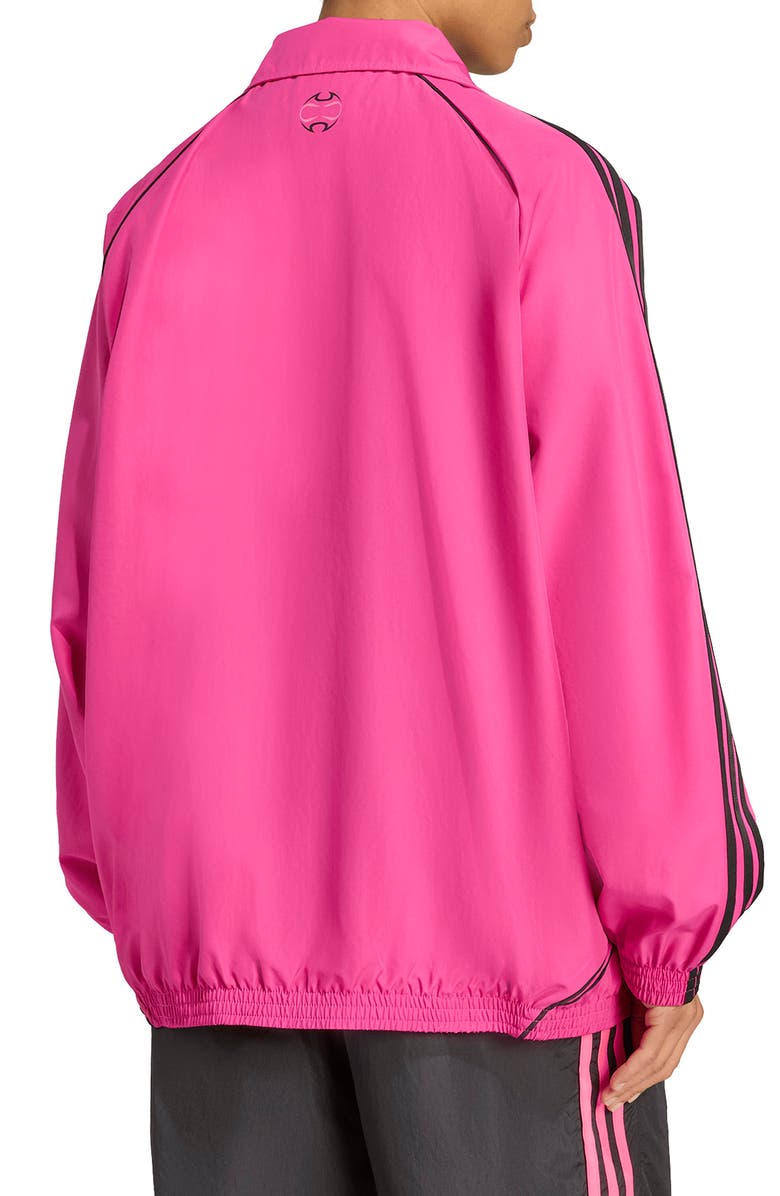 adidas Teamgeist Oversize Recycled Polyester Track Jacket, Alternate, color, Semi Lucid Fuchsia/ Black