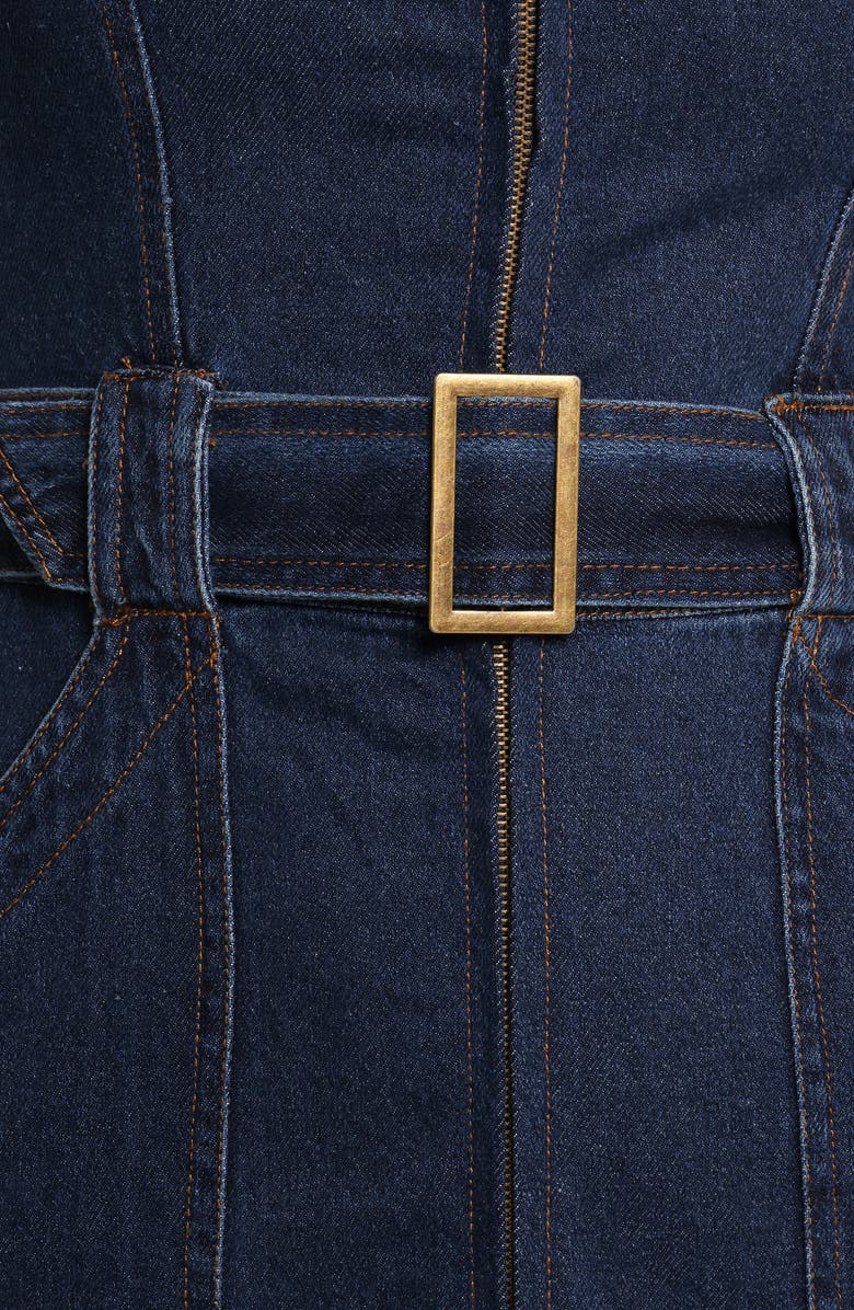 Petal & Pup Carys Sleeveless Belted Denim Midi Dress, Alternate, color, Denim