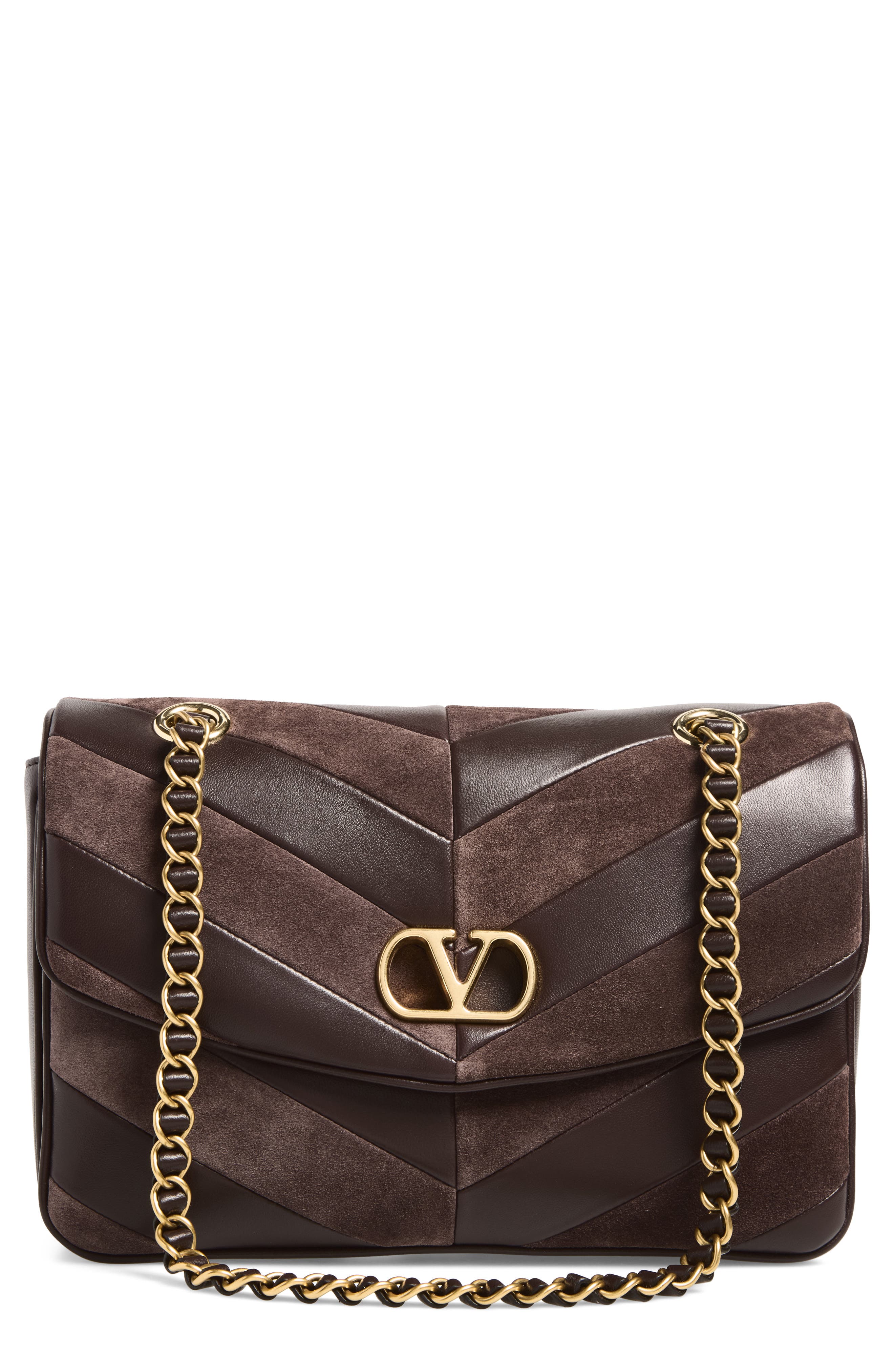 Djuna Medium Leather Shoulder Bag, Main, color, BROWN