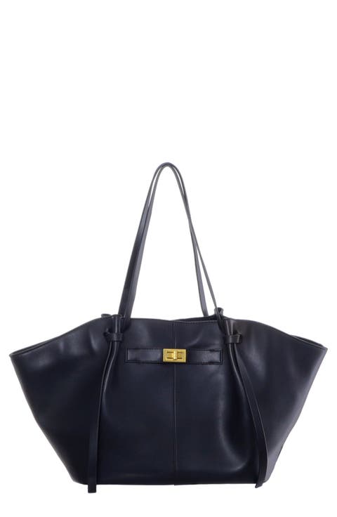 Belted Faux Leather Tote