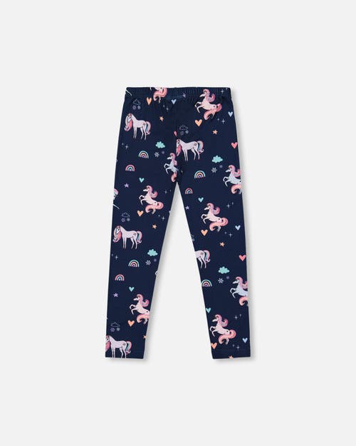 Deux Par Deux Stretch Jersey Leggings Unicorn In Black