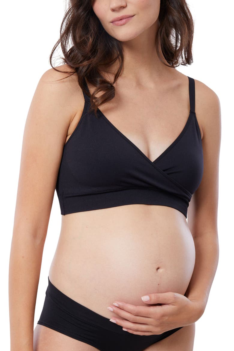 Cooling Crossover Nursing Bra, Alternate, color, BLACK
