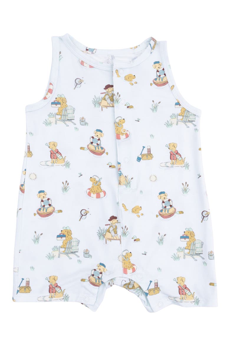 Lake Buddy Dogs Print Romper, Main, color, BLUE