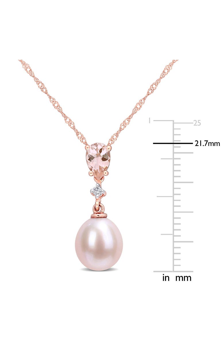 DELMAR Diamond, Morganite & 8-8.5mm Cultured Pearl Pendant Necklace, Alternate, color, Pink