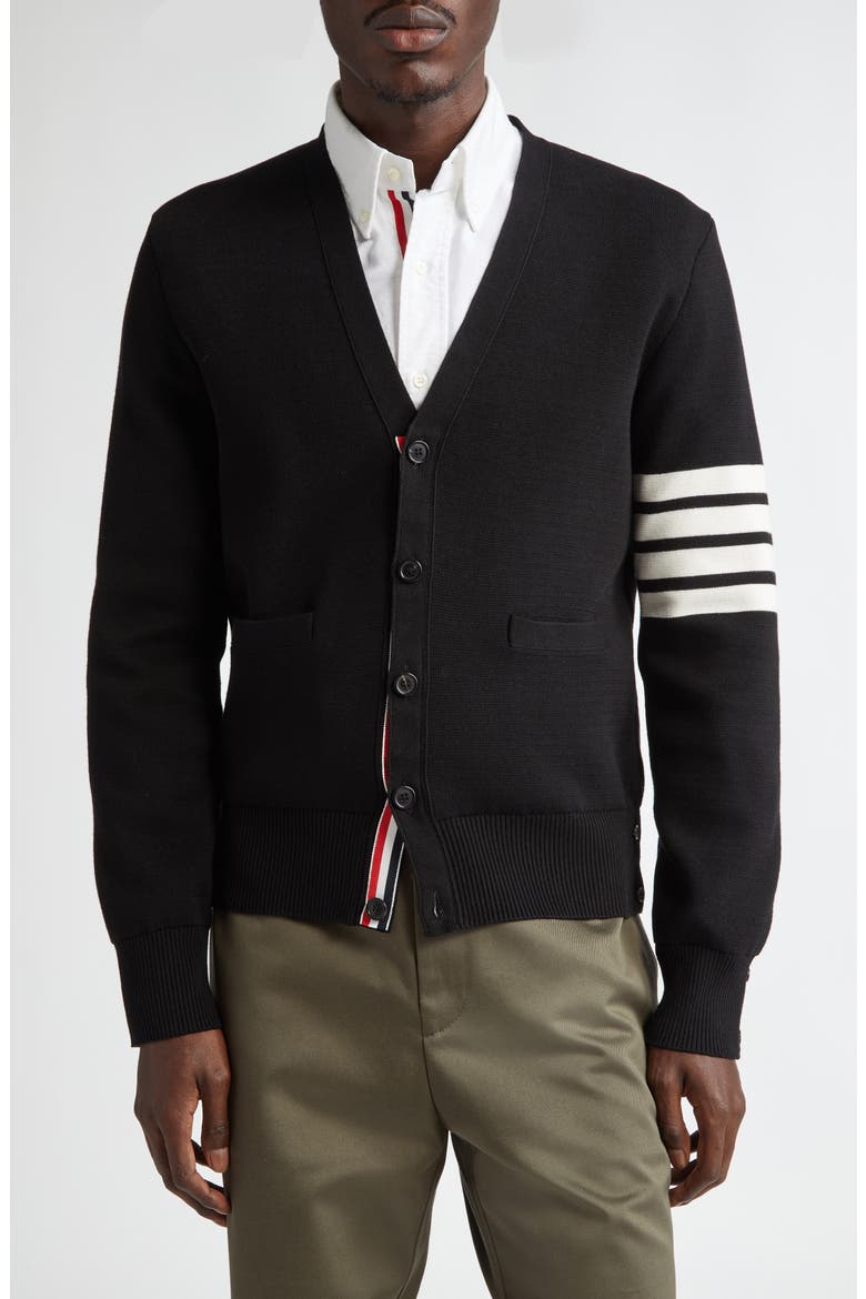 4-Bar Milano Knit Cardigan, Main, color, BLACK