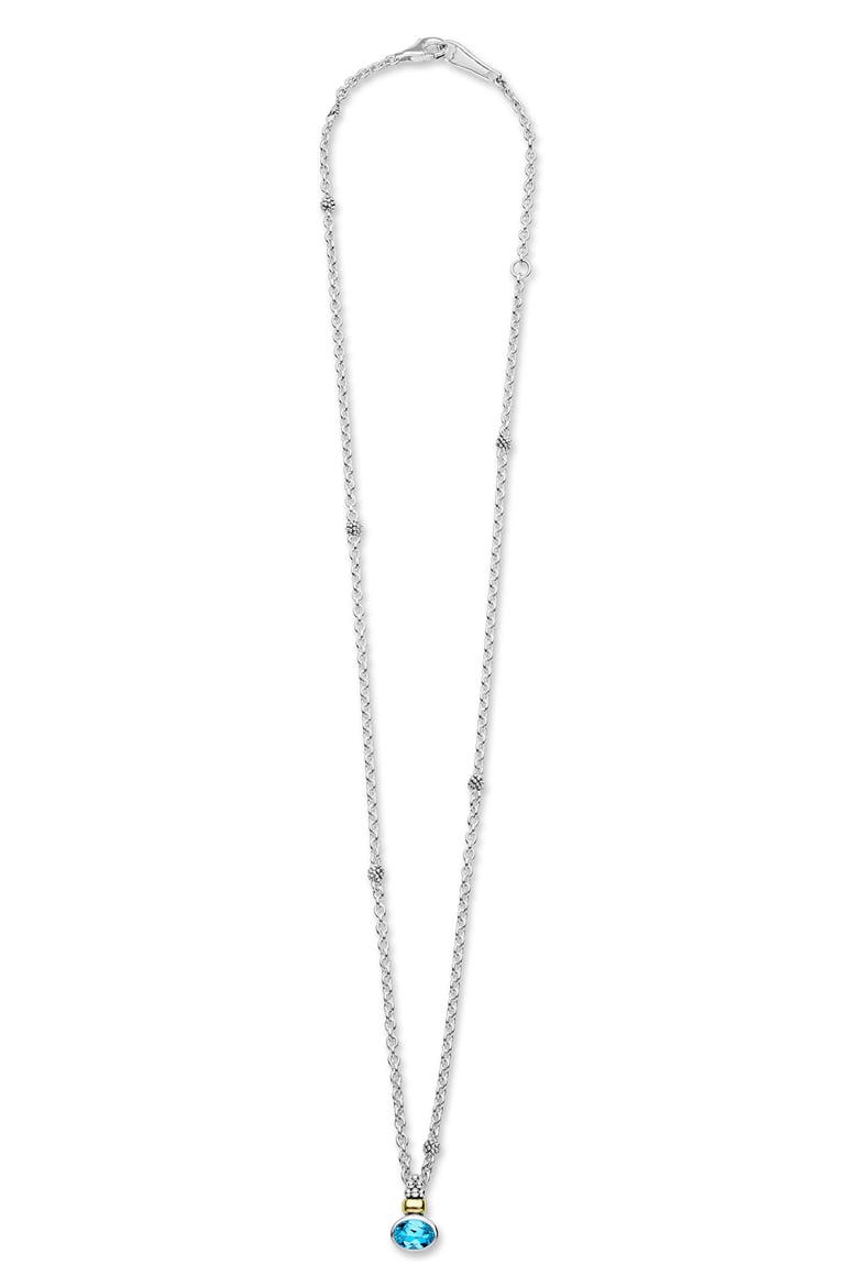 Signature Caviar 14k Gold & Sterling Silver Blue Topaz Pendant Necklace, Alternate, color, TWO-TONE