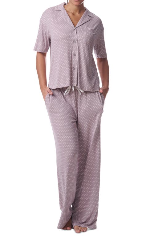 Splendid Print Short Sleeve Pajamas In Mini Textured Stripe