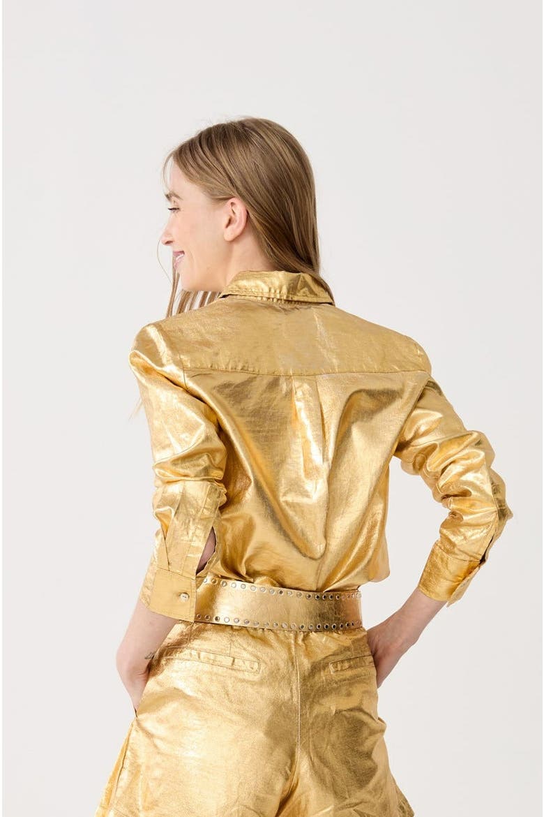 San Marino Metallic Linen Top, Alternate, color, Gold