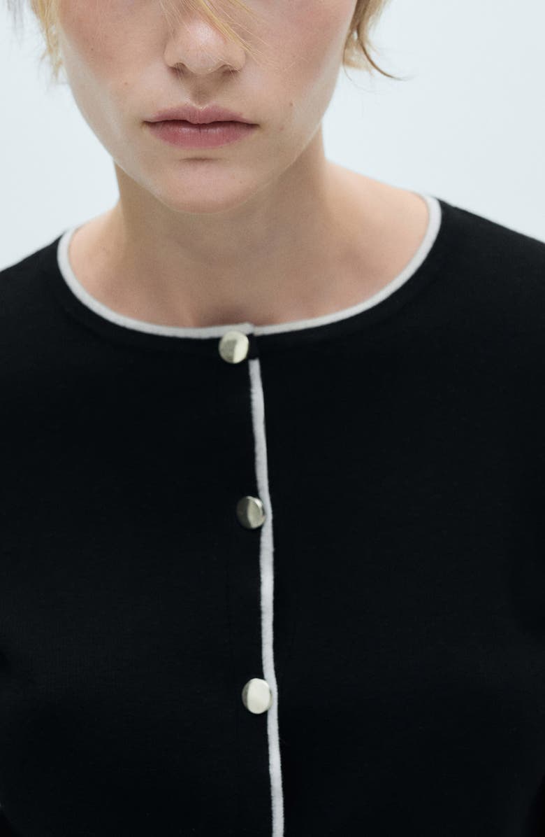 MANGO Contrast Trim Cardigan, Alternate, color, 