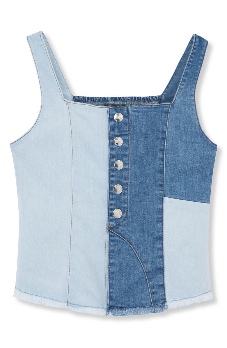 Truce Kids' Mixed Denim Snap Front Tank, Main, color, Denim