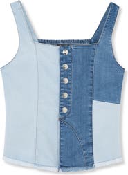 Truce Kids' Mixed Denim Snap Front Tank