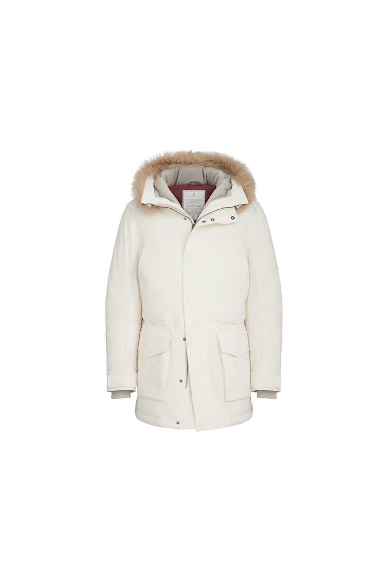Stretch Bonded Nylon Parka With Thermore® Padding And Shearling Insert, Alternate, color, Off-White