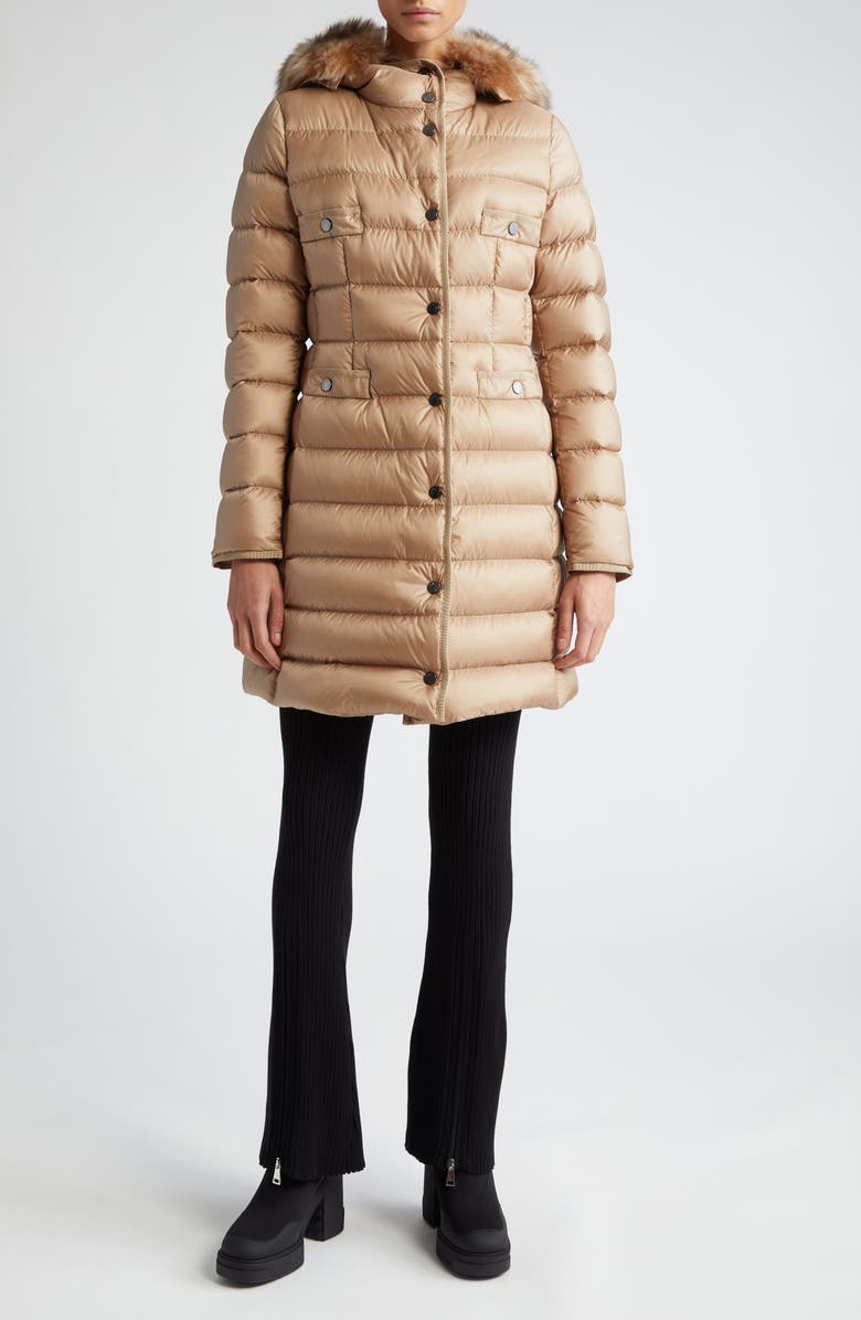 Moncler Hirmafur Quilted Down Coat with Removable Genuine Shearling Trim, Alternate, color, 