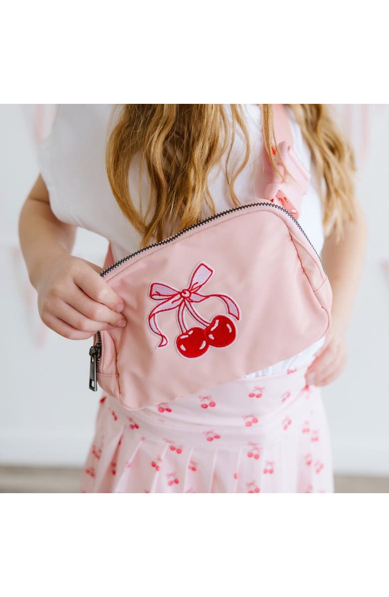 Sweet Wink Cherry Bow Patch Belt Bag, Alternate, color, Light Pink