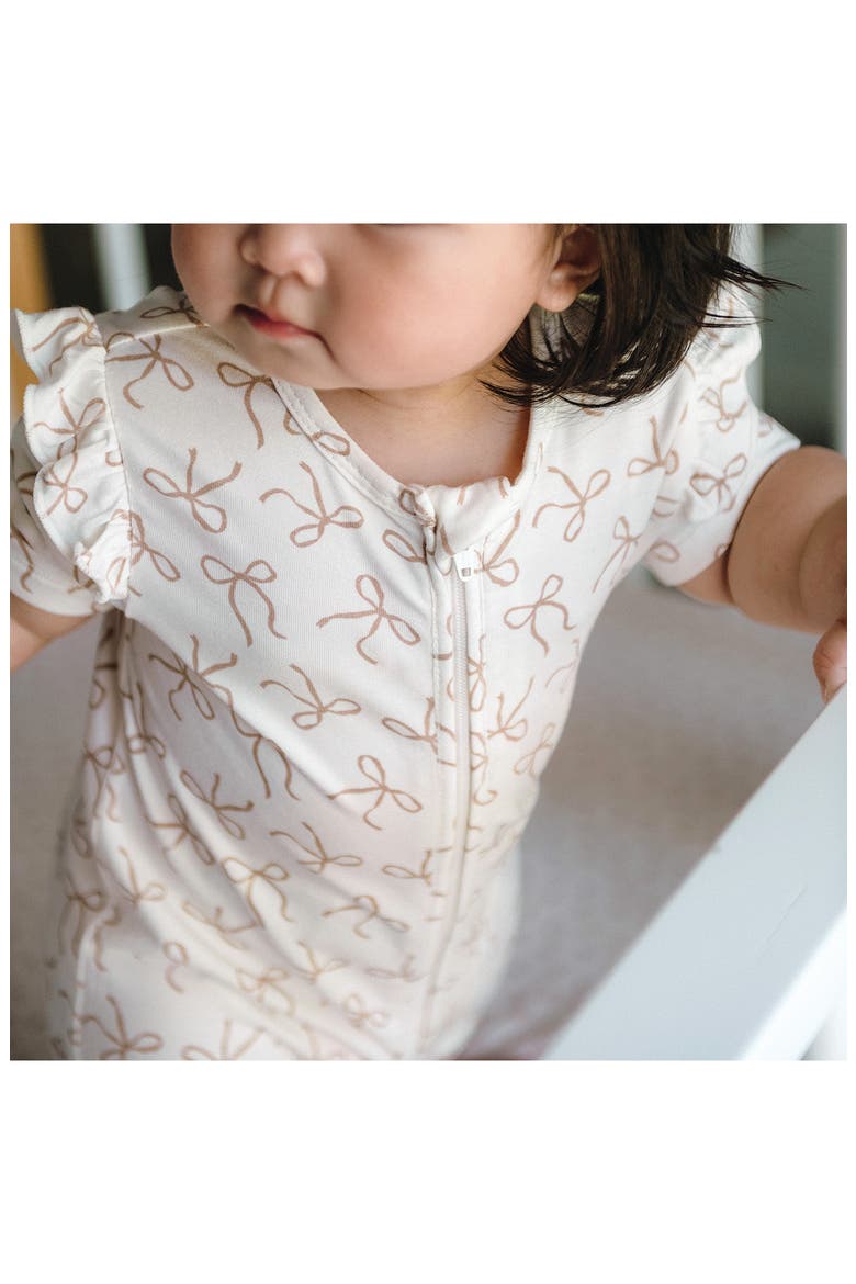 Day or Night Frill Short Sleeve Romper, Alternate, color, IVORY BOW