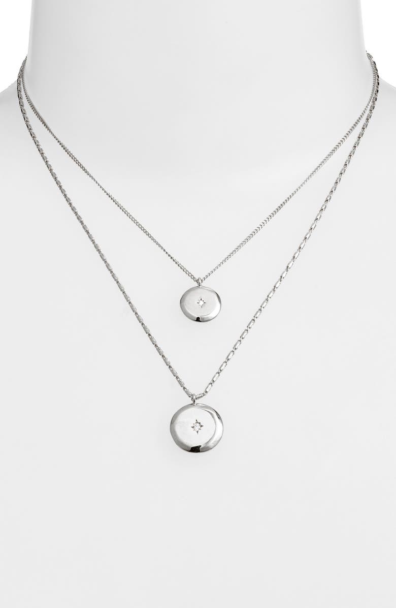 Nordstrom Set of 2 Cubic Zirconia Starburst Pendant Necklaces, Alternate, color,