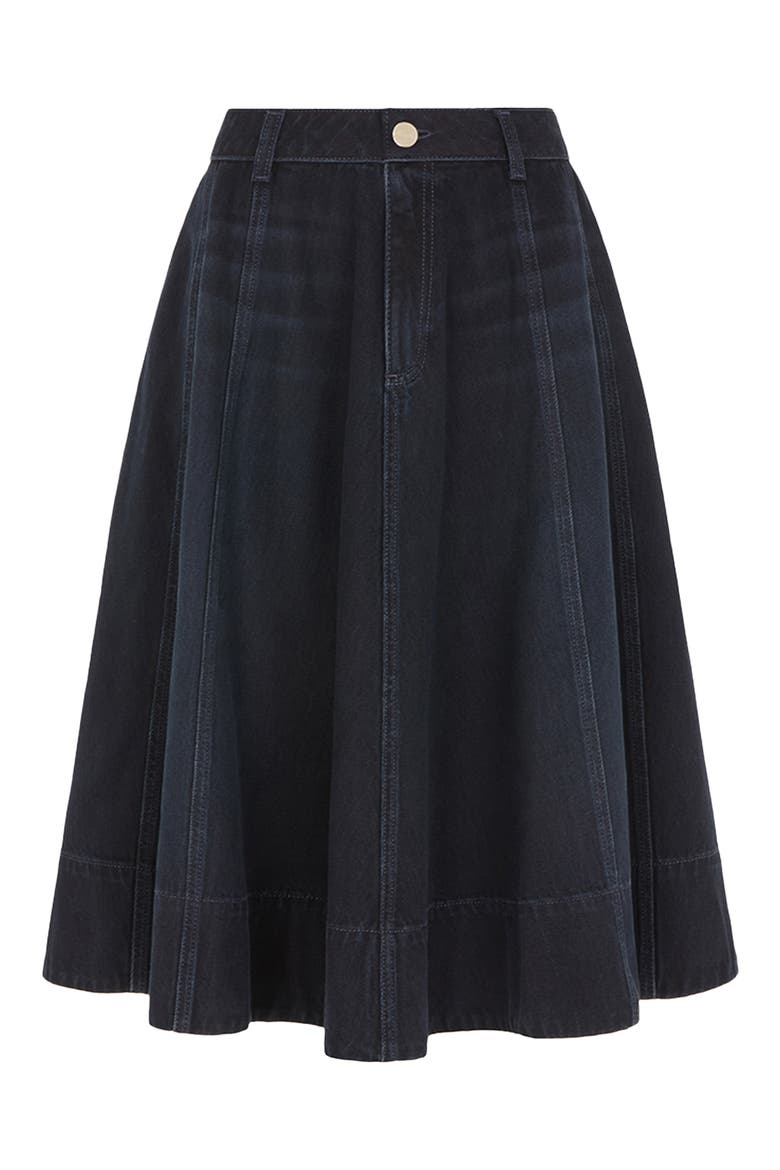 Lana Denim Midi Skirt, Alternate, color, BLUE BLACK