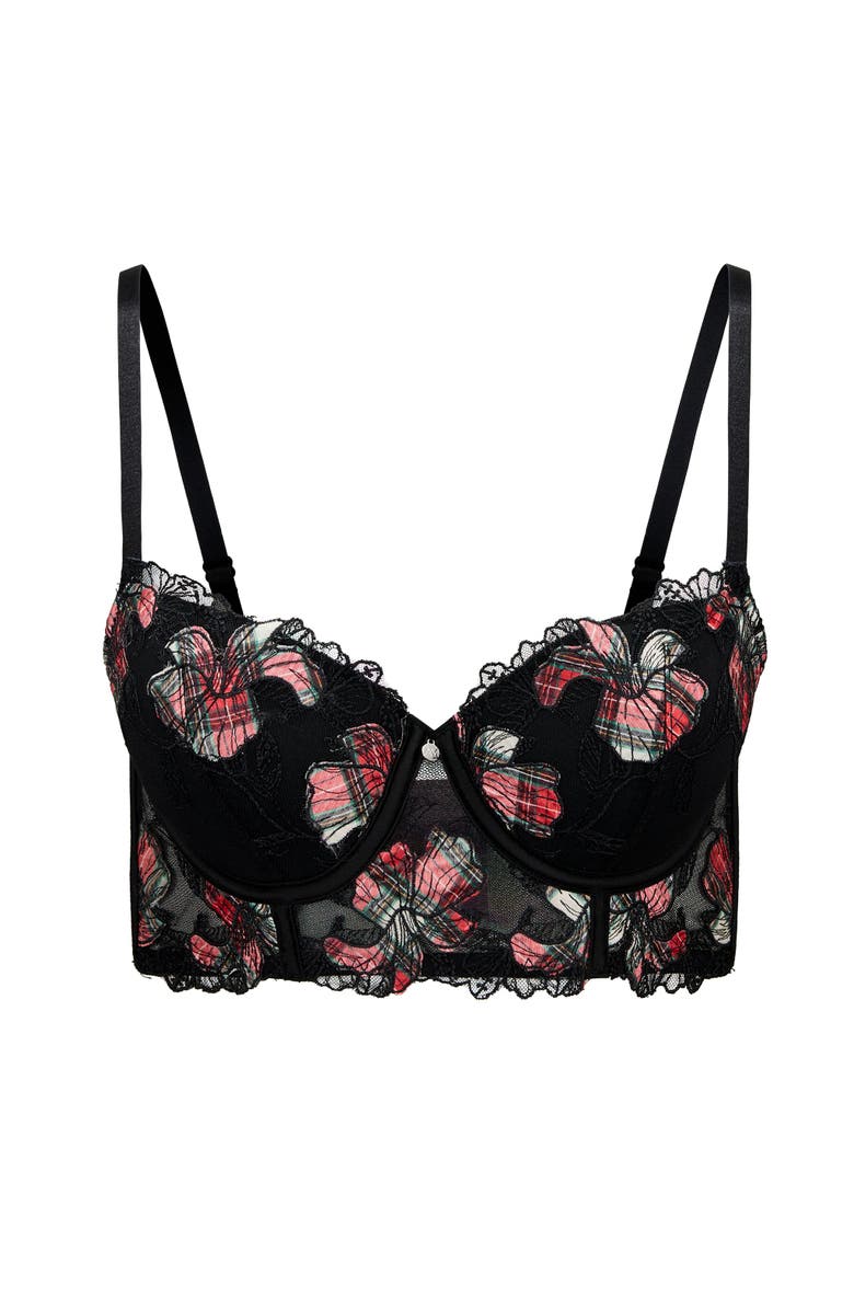 Adore Me Carole Contour Demi Bra, Alternate, color, Plaid Black