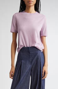 Lafayette 148 New York Short Sleeve Cashmere Crewneck Sweater
