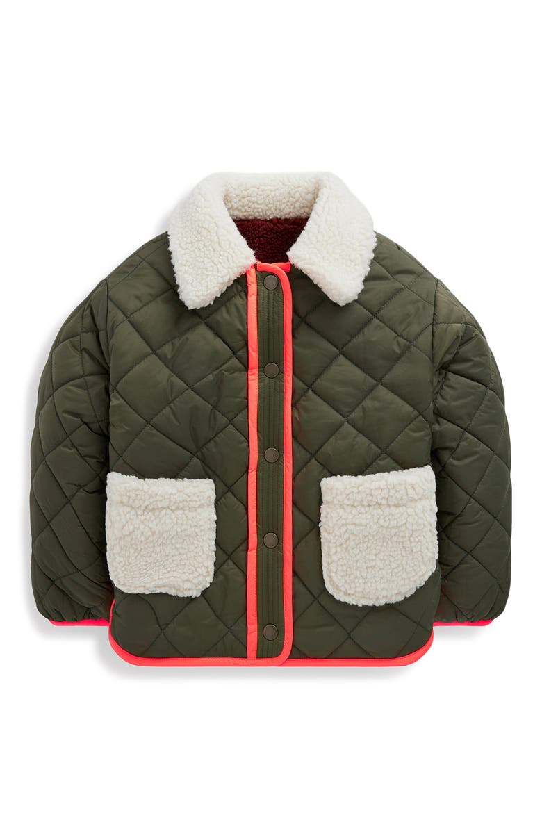 Kids' Reversible Quilted Faux Shearling Jacket, Main, color, FALCON GREEN