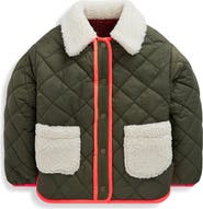 Mini Boden Kids' Reversible Quilted Faux Shearling Jacket