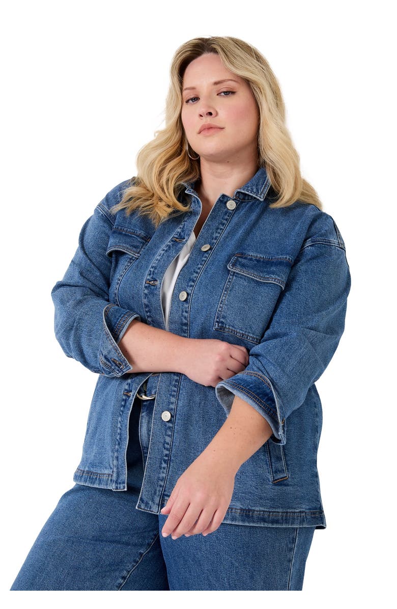 June + Vie Denim Utility Jacket, Main, color, Vintage Medium Wash