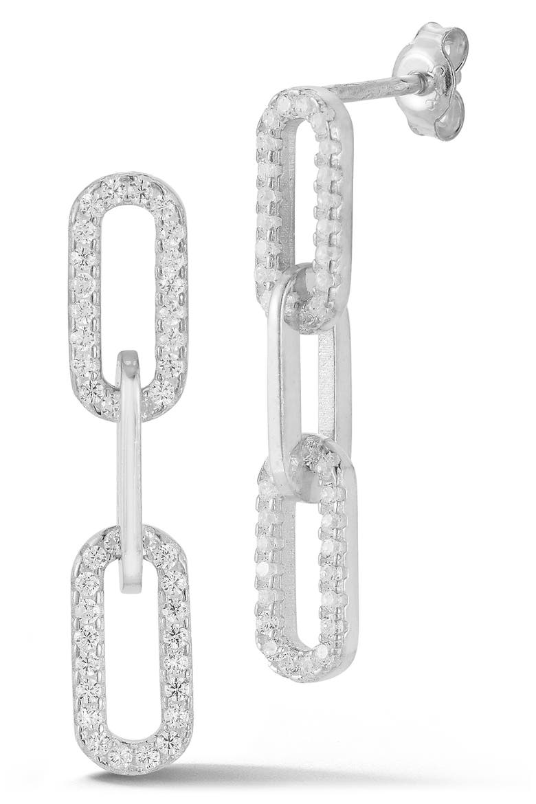 3-Link Drop Earrings, Main, color, SILVER
