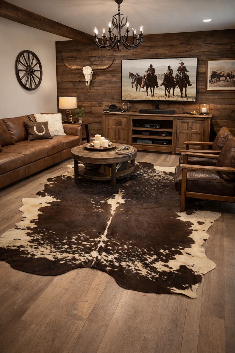 Eco Hides RH Rugs Frances Brown Speckled Cowhide Rug 8'7" × 6'8", Alternate, color, Brown Speckled