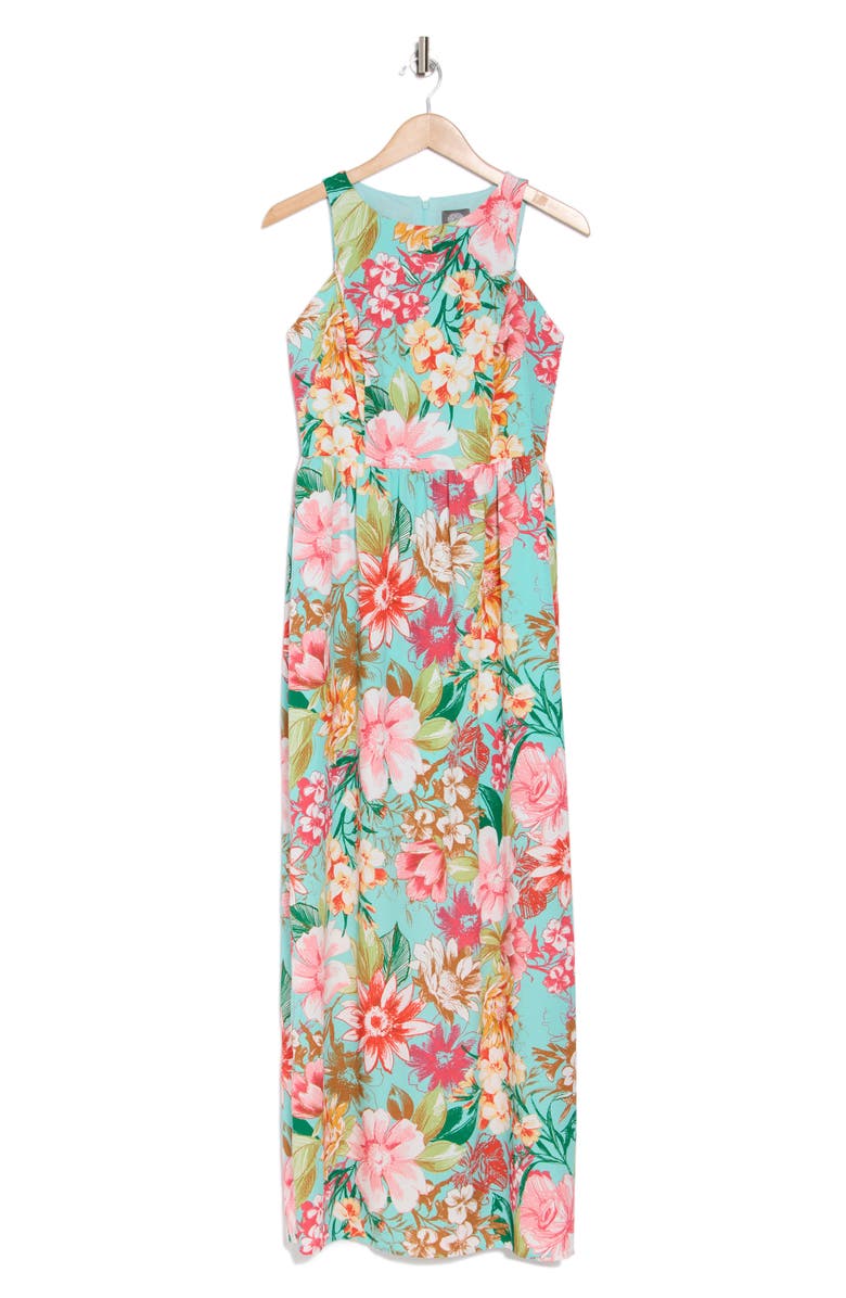 Vince Camuto Floral Halter Neck Sleeveless Maxi Dress, Alternate, color,