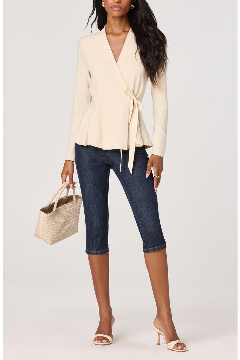 Dayna Peplum Wrap Top, Alternate, color, VANILLA