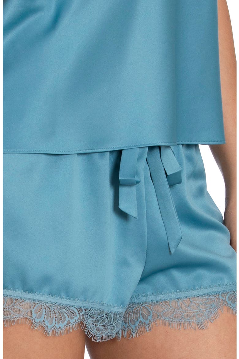 Lovely Rita Satin Camisole Short Pajamas, Alternate, color, BALTIC BLUE