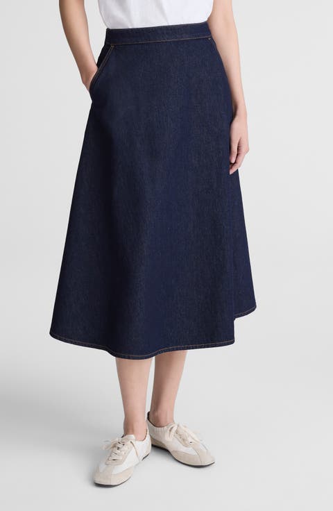Organic Cotton Denim Midi Skirt