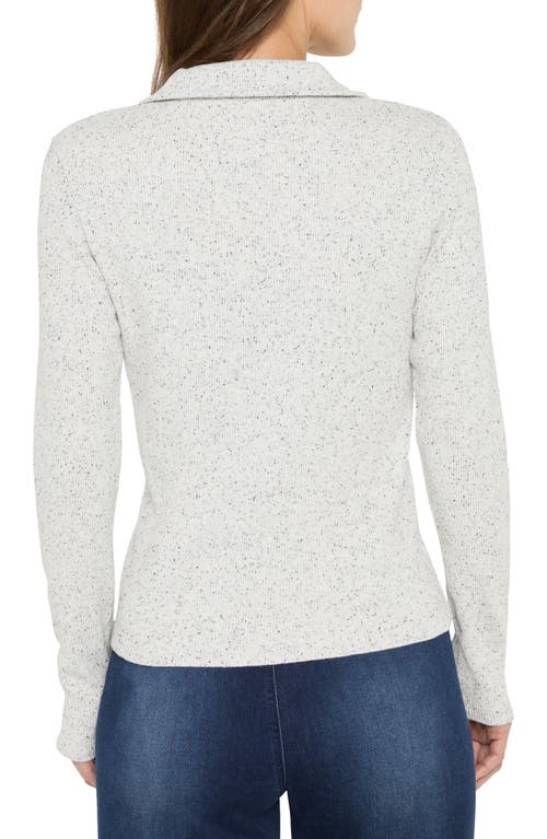 Nzt By Nic+zoe Long Sleeve Rib Polo In Silver