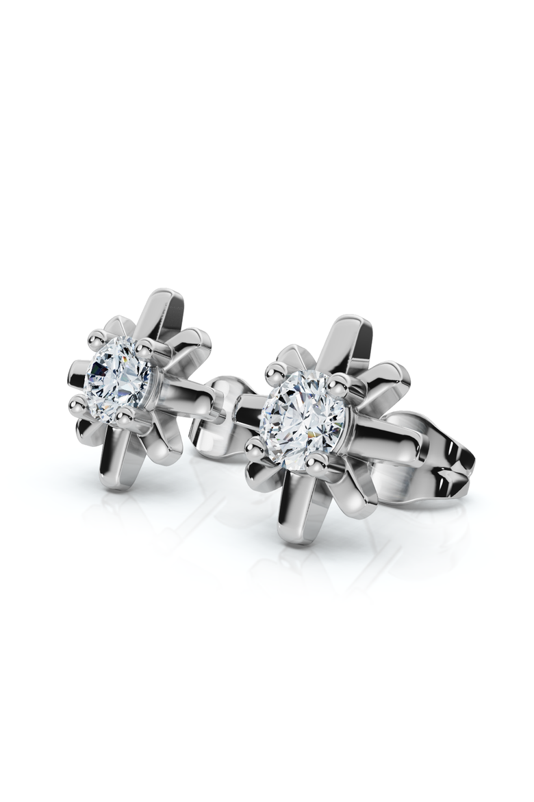 1/3Ct Diamond Starburst Diamond Studs 14k Gold Lab Grown Earrings 1/3" Wide, Alternate, color, 14k White Gold