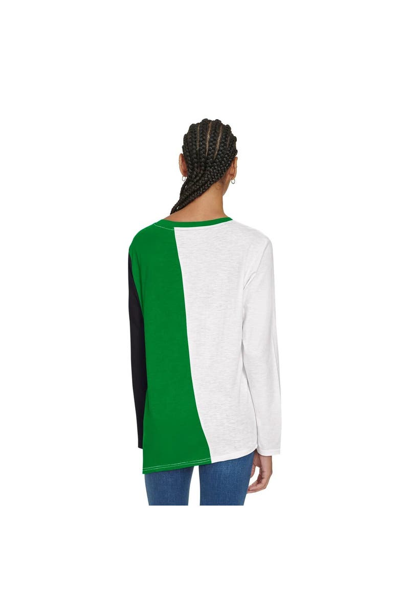 TOMMY JEANS Women's Tommy Jeans White/Kelly Green Boston Celtics Amelia Color Blocked Long Sleeve T-Shirt, Alternate, color,