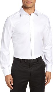 David Donahue Trim Fit Solid French Cuff Tuxedo Shirt
