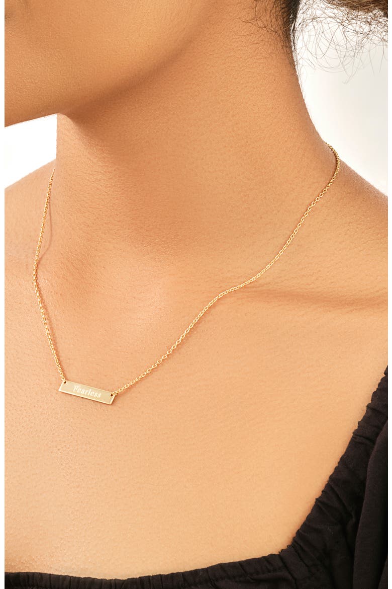 14K Yellow Gold Plated Sterling Silver Inspirational Bar Pendant Necklace, Alternate, color, GOLD