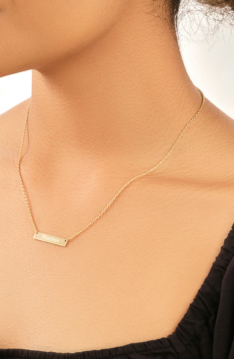 Sterling Forever 14K Yellow Gold Plated Sterling Silver Inspirational Bar Pendant Necklace, Alternate, color, Gold