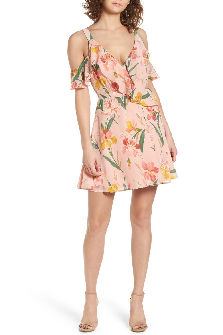 Hamlet Off the Shoulder Wrap Dress, Main, color, BALLET