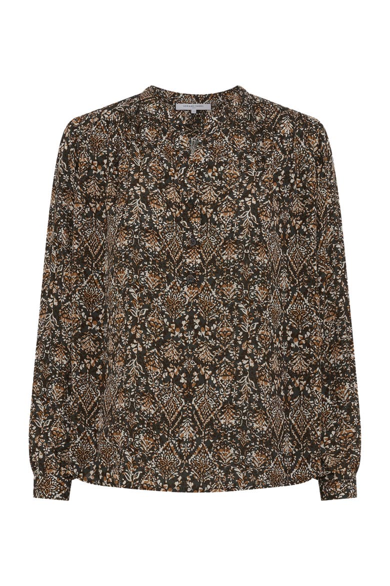 Althea Cultural Print Blouse, Alternate, color, Medium Khaki