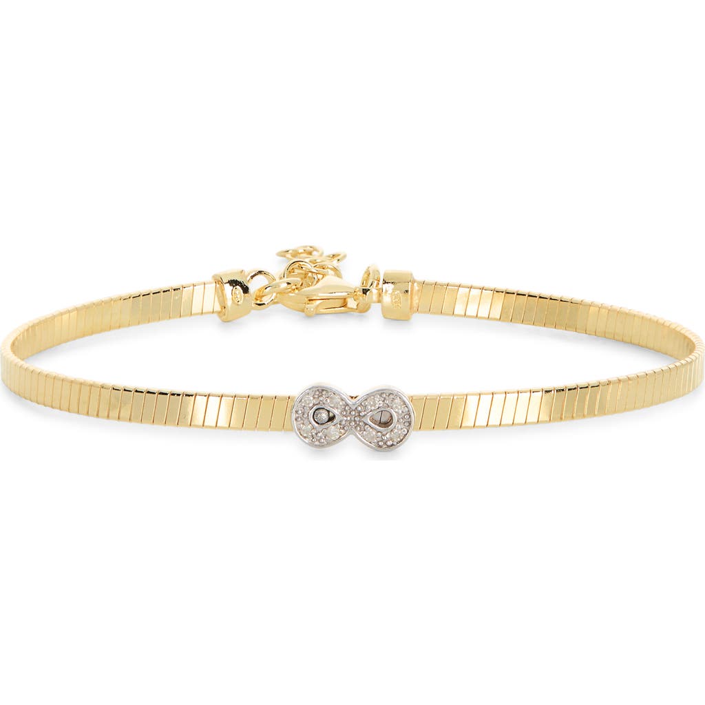 Meshmerise Diamond Infinity Bangle Bracelet In Yellow Gold