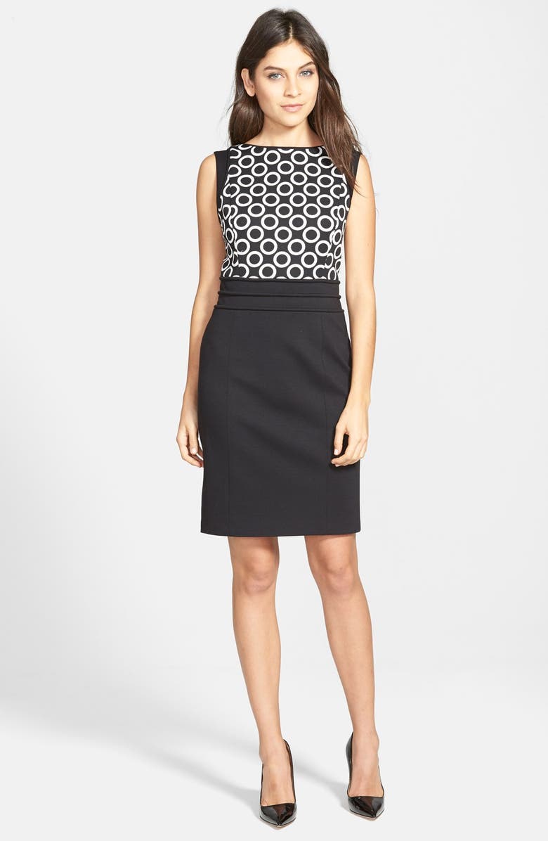 Ellen Tracy Colorblock Piqué & Ponte Sheath Dress, Alternate, color, 